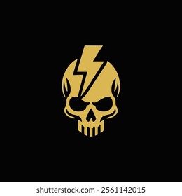 Lightning power skull logo for sale.