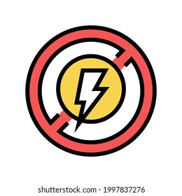lightning prohibition sign color icon vector. lightning prohibition sign sign. isolated symbol illustration
