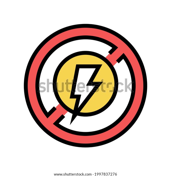 lightning prohibition\
sign color icon vector. lightning prohibition sign sign. isolated\
symbol illustration