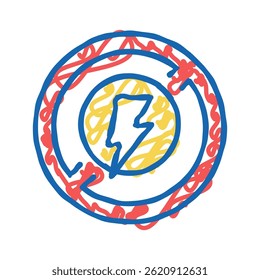 lightning prohibition sign doodle icon sketch vector. lightning prohibition sign sign. isolated symbol illustration