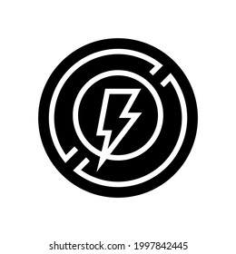 lightning prohibition sign glyph icon vector. lightning prohibition sign sign. isolated contour symbol black illustration