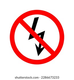 Lightning and prohibition sign illustration on white background..eps