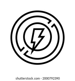 lightning prohibition sign line icon vector. isolated contour symbol black illustration