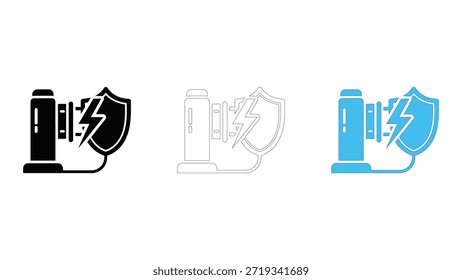 Lightning protection device icon diverting energy safely