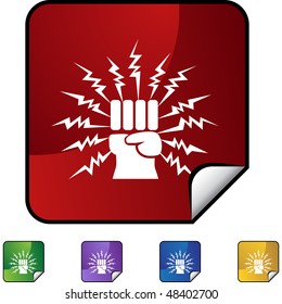 Lightning punch web button isolated on a background