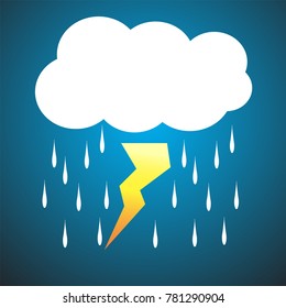 lightning rain clouds , storm icon
