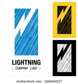 Lightning (Rain, Storm) Vector Symbol Company Logo (Logotype). Thunder Bolt Icon Illustration. Elegant Identity Concept Design Idea Brand Template.