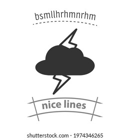 Lightning in the rainy cloud simple vector icon. Lightning in the rainy cloud simple vector icon. Lightning in the rainy cloud simple vector icon. 