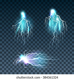 lightning realistic background with a bright bunch of light vector illustration