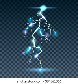 lightning realistic background with a bright bunch of light vector illustration