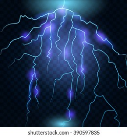 lightning realistic background with a bright bunch of light vector illustration