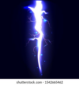 lightning realistic illustration, vector on dark background