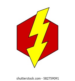Lightning in red hexagon sign