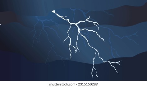 Relámpago con reflexión en un cielo oscuro al estilo de papel