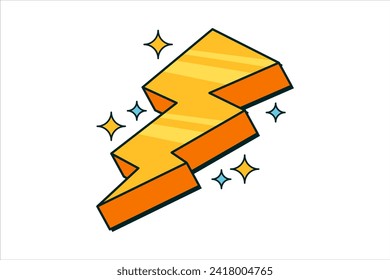 Lightning Retro Flat Sticker Design