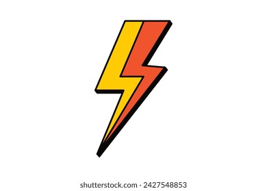 Lightning Retro Flat Sticker Design