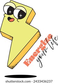 Lightning retro groovy mascot character