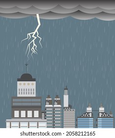 lightning rod, clouds and rain, Lightning in the sky, vector design 
