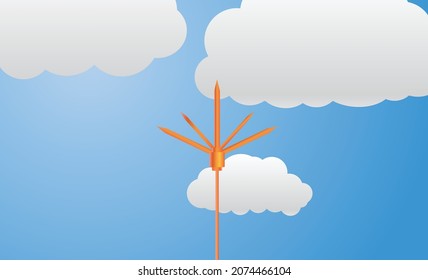 lightning rod, clouds and rain, Lightning in the sky, vector design 
