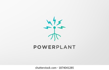 lightning root tree logo in a modern and minimal shape