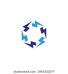 lightning rotating hexagon simple vector logo symbol