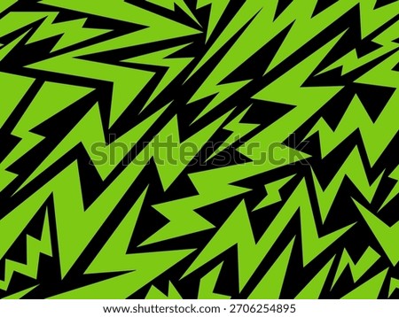 Lightning seamless pattern. Energy green bolt thunder electric background. Abstract vector zigzag arrow and thunderbolt shapes speed texture. Vintage wallpaper, decorative banner, power storm concept.