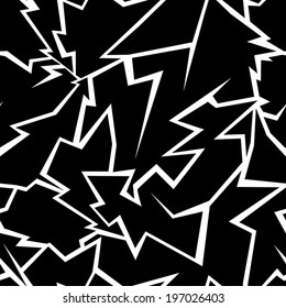 Lightning Seamless Pattern On A Black Background.