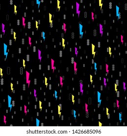 Lightning seamless pattern on white background. Paper print design. Abstract retro vector illustration. Trendy textile, fabric, wrapping. Modern space decoration.