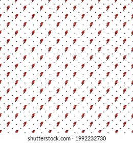 Lightning seamless pattern. Red Lightning in the old school style. Vector illustration