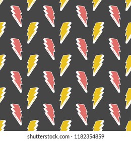 Lightning seamless pattern vector illustration. Hand drawn sketched doodle lightning symbols.