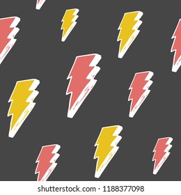 Lightning seamless pattern vector illustration. Hand drawn sketched doodle lightning symbols.