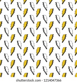 Lightning seamless pattern vector illustration. Hand drawn sketched doodle lightning symbols.