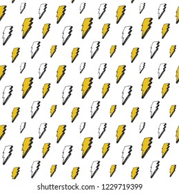 Lightning seamless pattern vector illustration. Hand drawn sketched doodle lightning symbols.