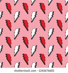 Lightning seamless pattern vector illustration. Hand drawn sketched doodle lightning symbols.