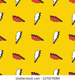 Lightning seamless pattern vector illustration. Hand drawn sketched doodle lightning symbols.
