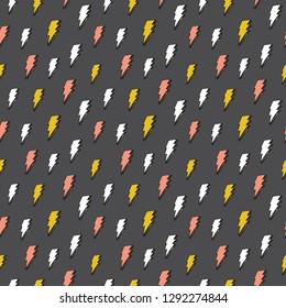 Lightning seamless pattern vector illustration. Hand drawn sketched doodle lightning symbols.