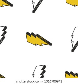 Lightning seamless pattern vector illustration. Hand drawn sketched doodle lightning symbols.