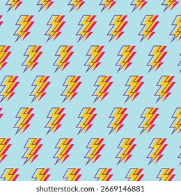 Lightning seamless pattern. Vector illustration. Hand drawn doodle style
