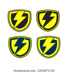 lightning security shield logo emblem badge sticker