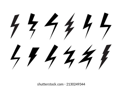  Lightning set black symbol. Huge vector icon set. Vector illustration