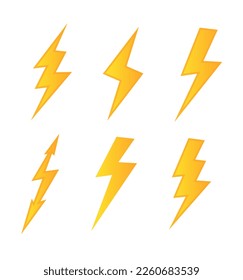 Lightning. Set Lightning bolt. Thunderbolt, lightning strike. flat style vector illustration. Vector