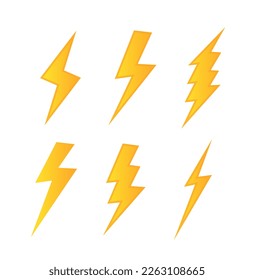 Lightning. Set Lightning bolt. Thunderbolt, lightning strike. flat style vector illustration. Vector