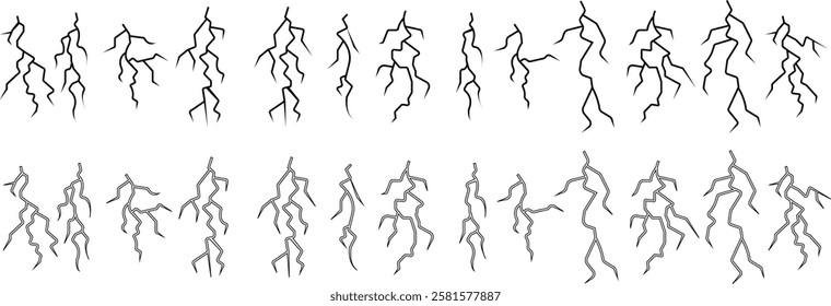 Lightning set, electric power vector logo design element. Energy and thunder electricity symbol concept. Flash bolt sign Flash vector emblem template Power fast speed used for mobile app, logo design.