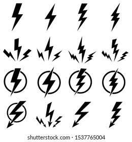 Lightning set icon, logo isolated on white background