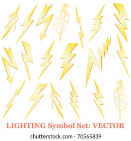 Lightning set isolated on white vector