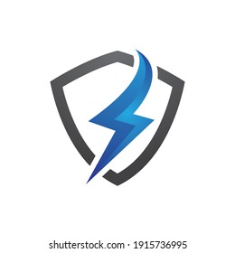 Lightning shield logo images illustration design