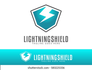 Lightning Shield Logo Template Design Vector