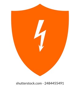 Lightning and shield on white