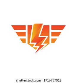 Lightning Shield Vector Logo Design Template