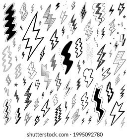 Lightning sign - doodle set , design elements
